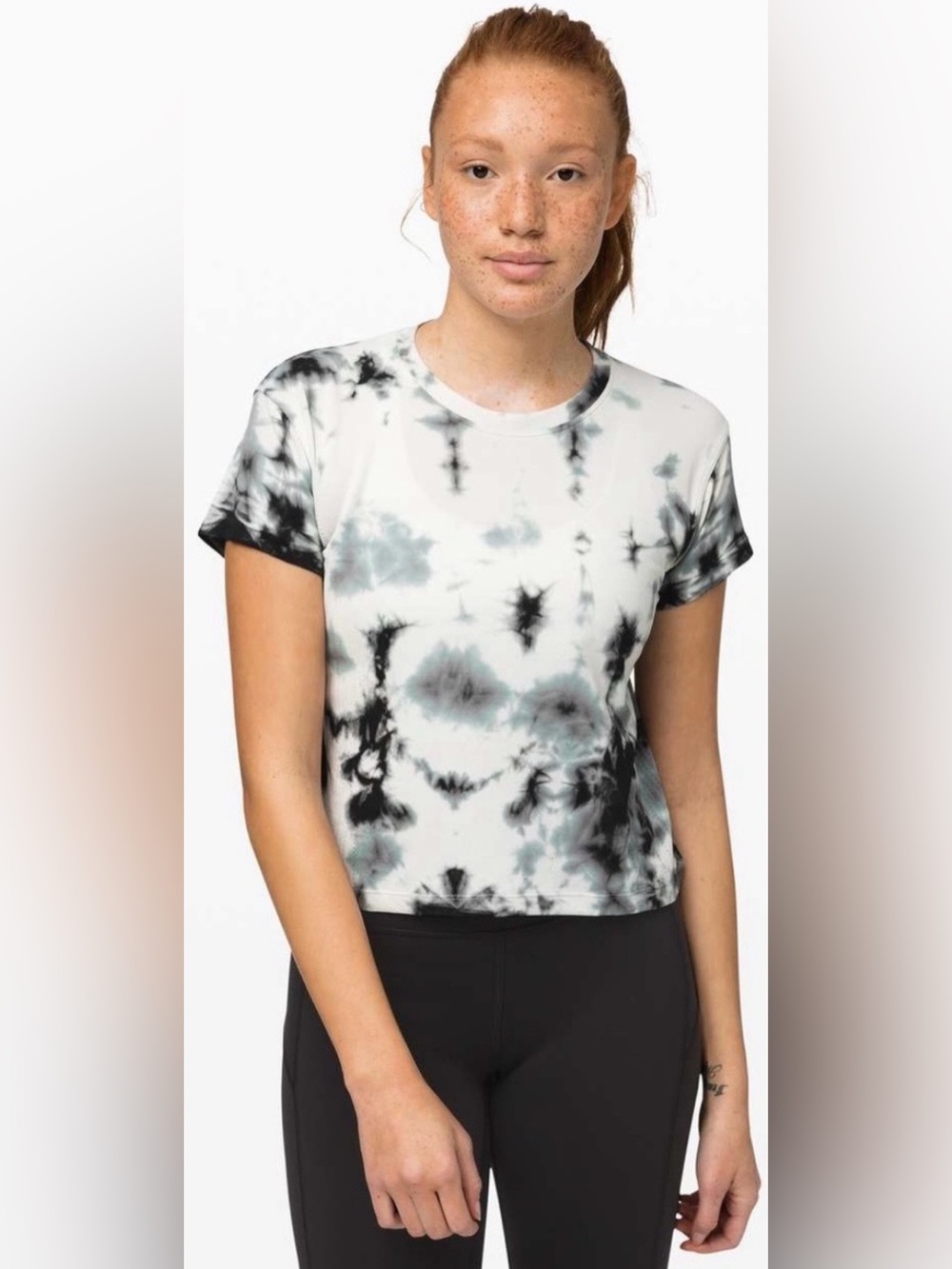 Lululemon Train To Be Short Sleeve Shibori Tee L Deep Coal Tie Dye